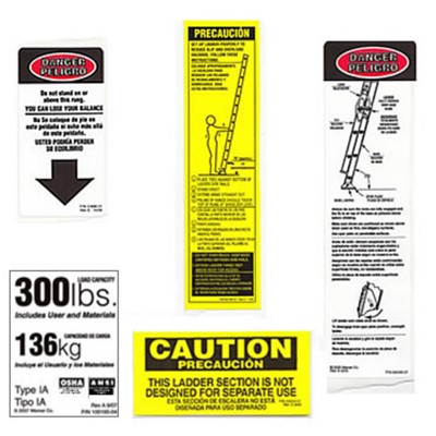 LABELS FOR EXTENSION LADDERS