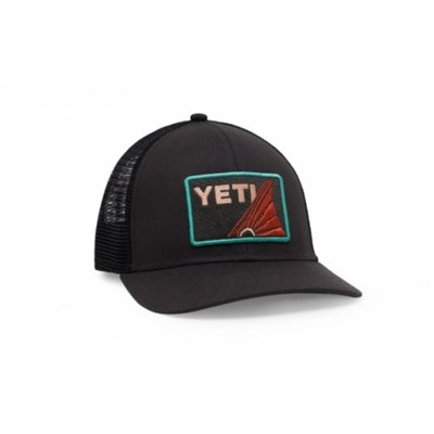 RED FISH PATCH TRUCKER HAT WASHED BLACK